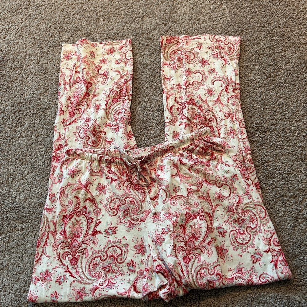 Maroon Paisley PJ Bottoms w Drawstring Size XS - Picture 2 of 4